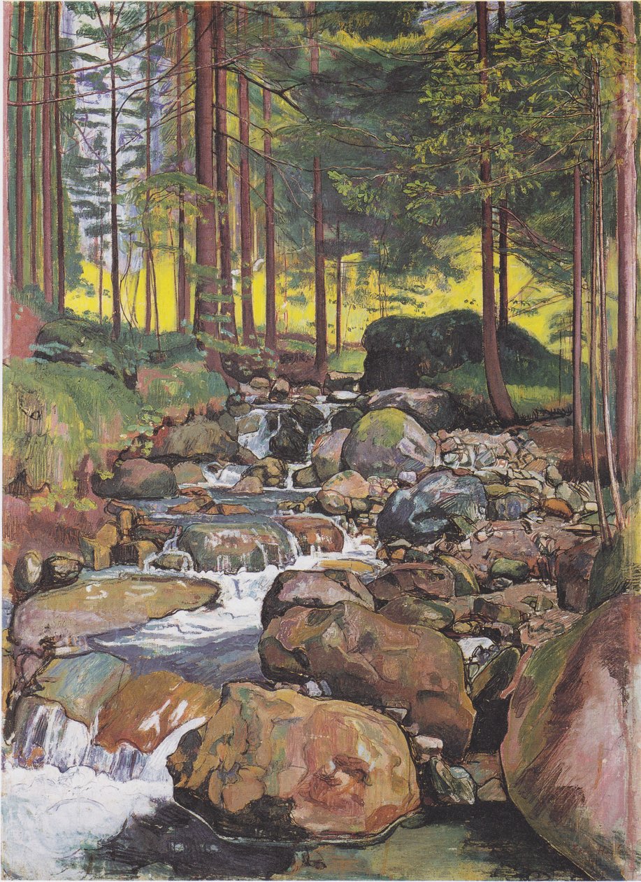 Dağ dere ile orman by Ferdinand Hodler