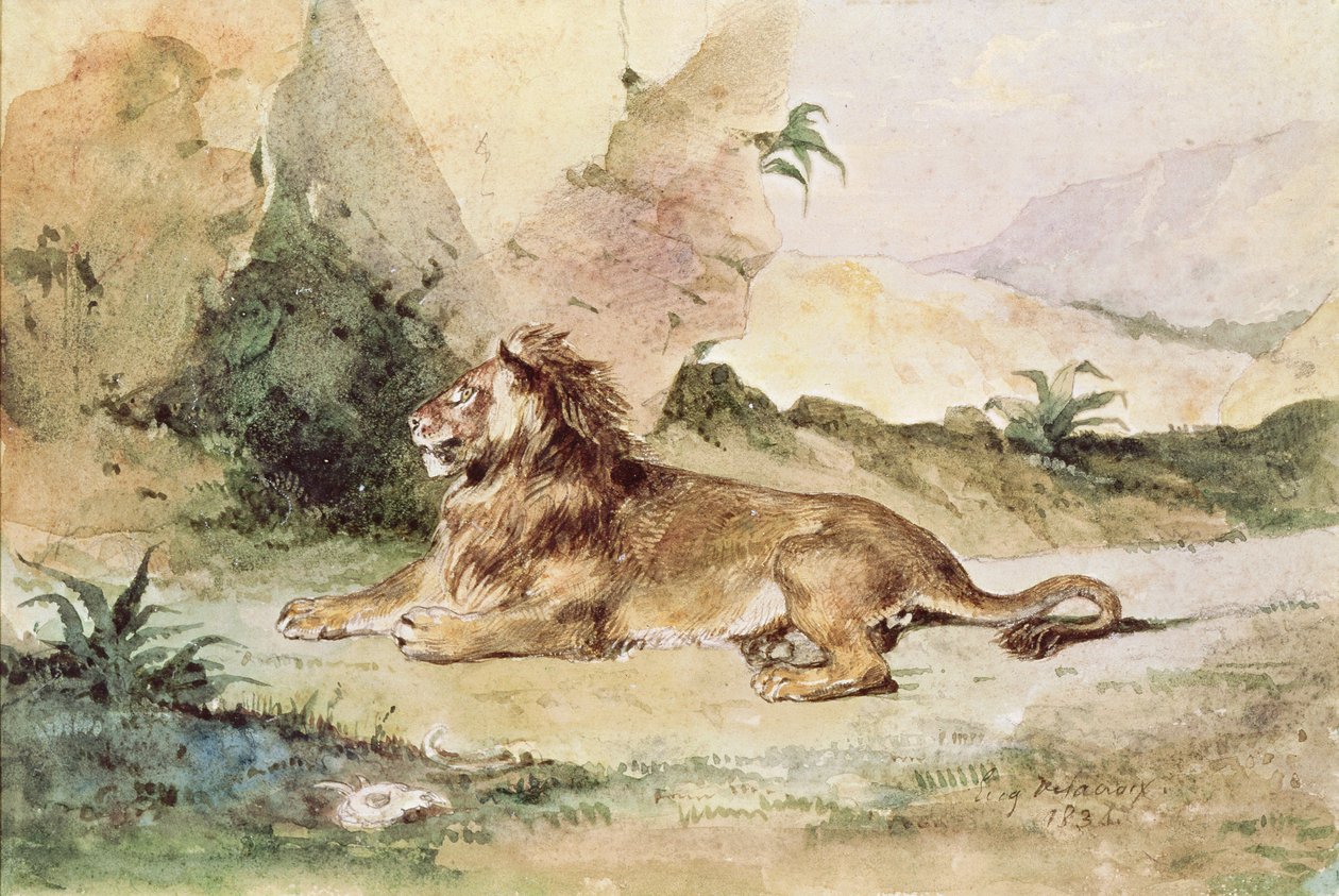 Çölde Bir Aslan, 1834 by Ferdinand Victor Eugene Delacroix
