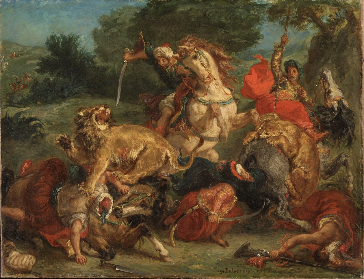 aslan avı by Ferdinand Victor Eugene Delacroix