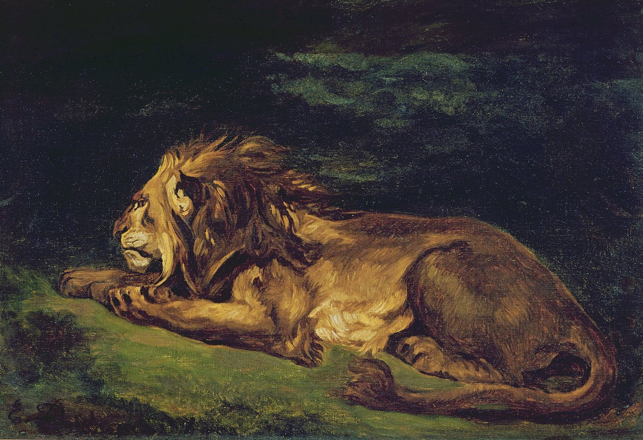 Aslan Dinleniyor by Ferdinand Victor Eugene Delacroix
