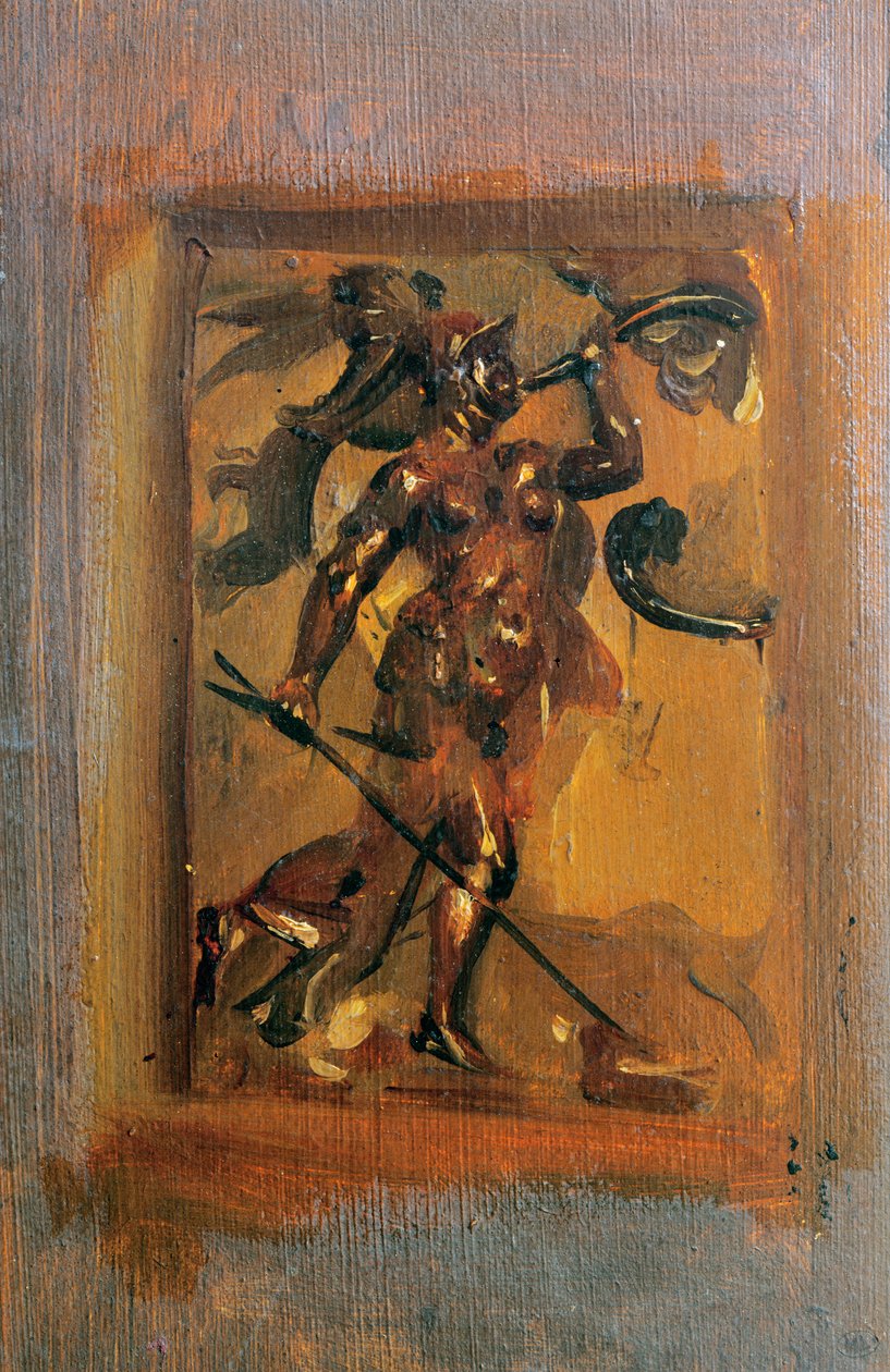 Bir korna üfleme zırhlı adam by Ferdinand Victor Eugene Delacroix