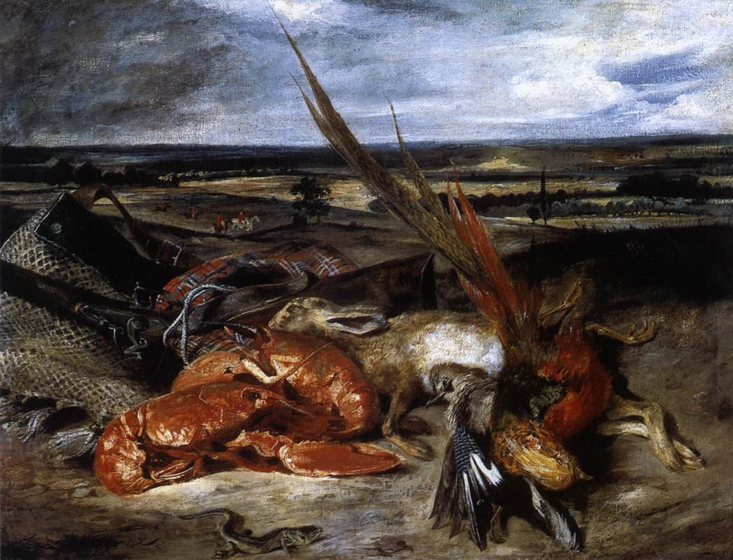 Istakoz ile Natürmort by Ferdinand Victor Eugene Delacroix