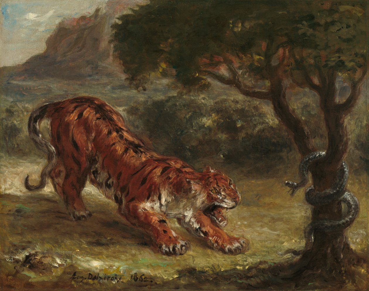 Kaplan ve Yılan, 1862 by Ferdinand Victor Eugene Delacroix