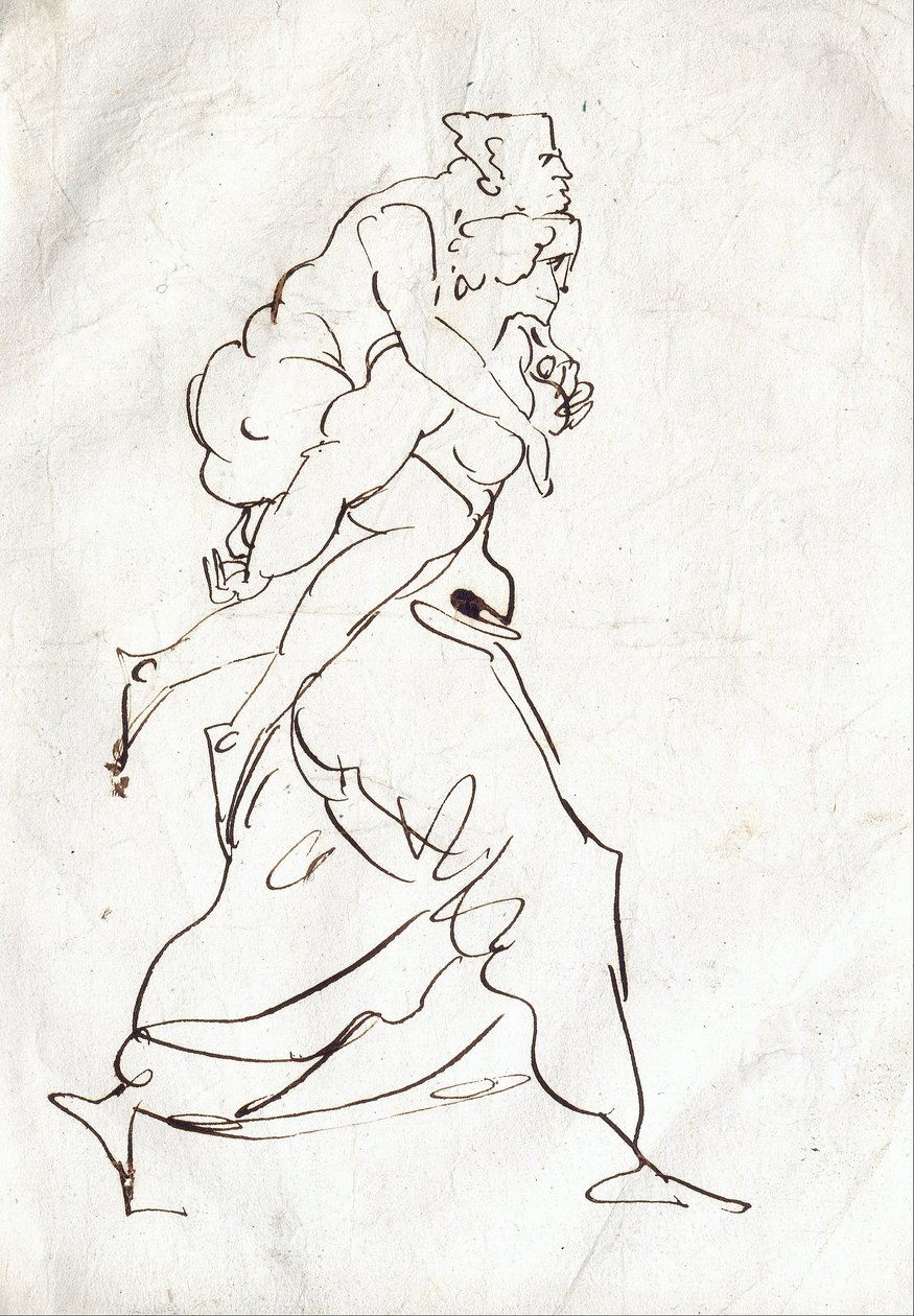 Aeneas ve Anchises by Ferdinand Victor Eugene Delacroix