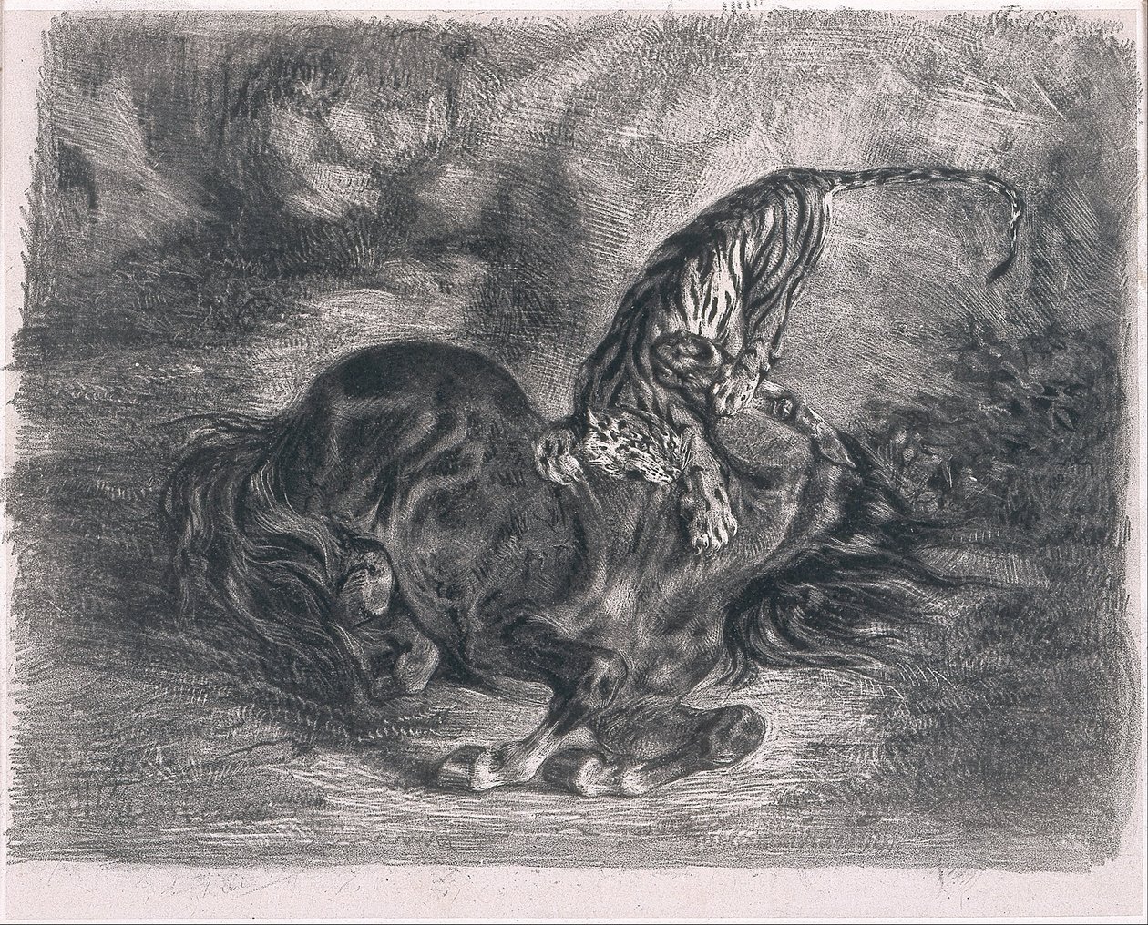 Kaplanın Düştüğü Vahşi At by Ferdinand Victor Eugene Delacroix