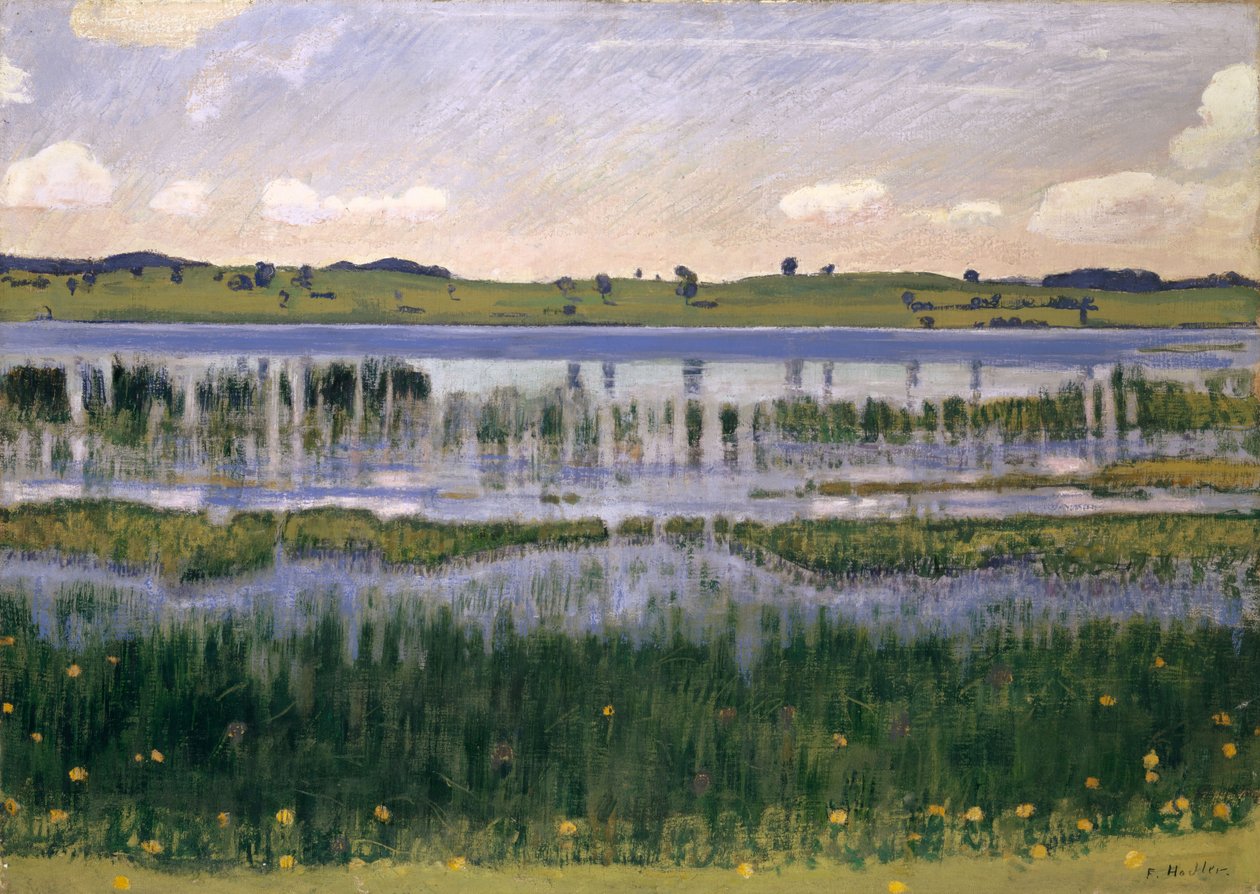 Langenthal yakınlarındaki Burgäschi Gölü, 1901 civarında. by Ferdinand Hodler