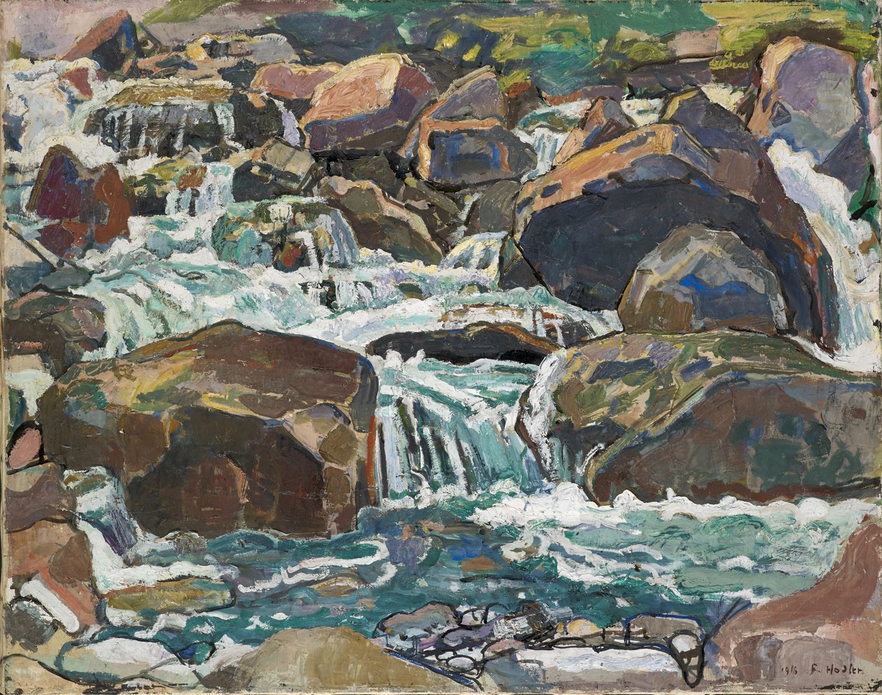 Champéry yakınlarındaki Mountain Creek, 1916. by Ferdinand Hodler