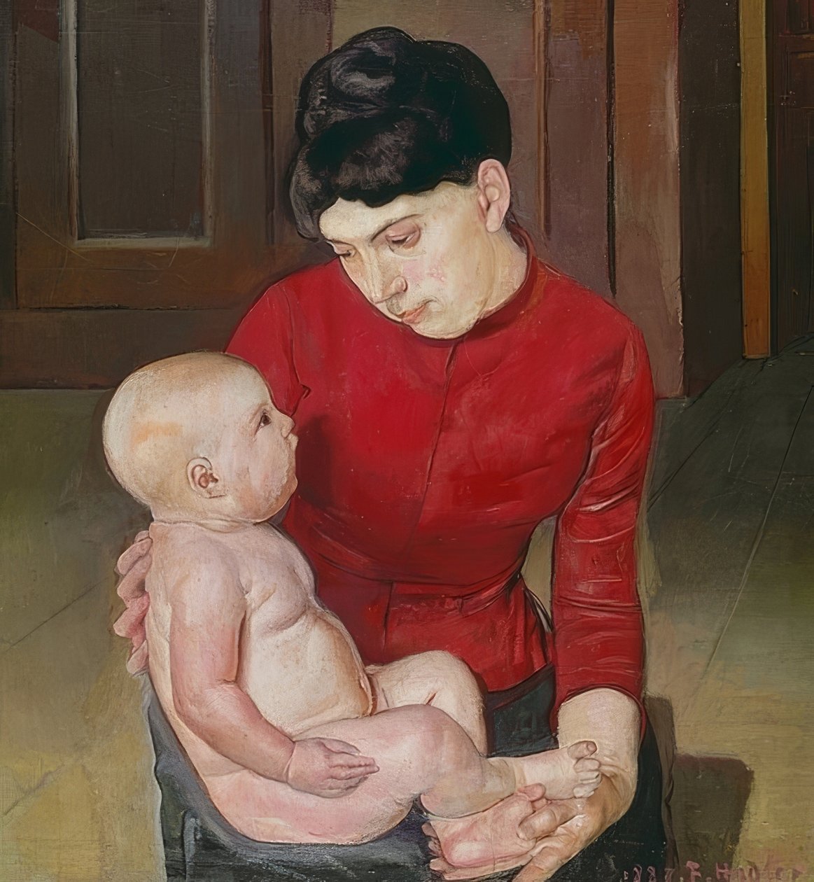 Anne ve Çocuk. 1887 by Ferdinand Hodler