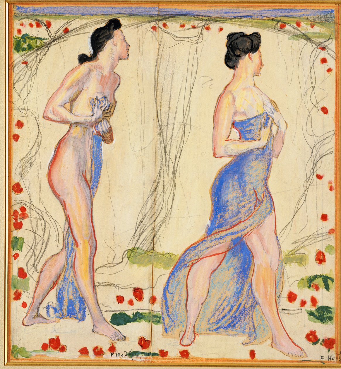 "Die Cempfindung I" için Çalışma, c.1901-02 by Ferdinand Hodler