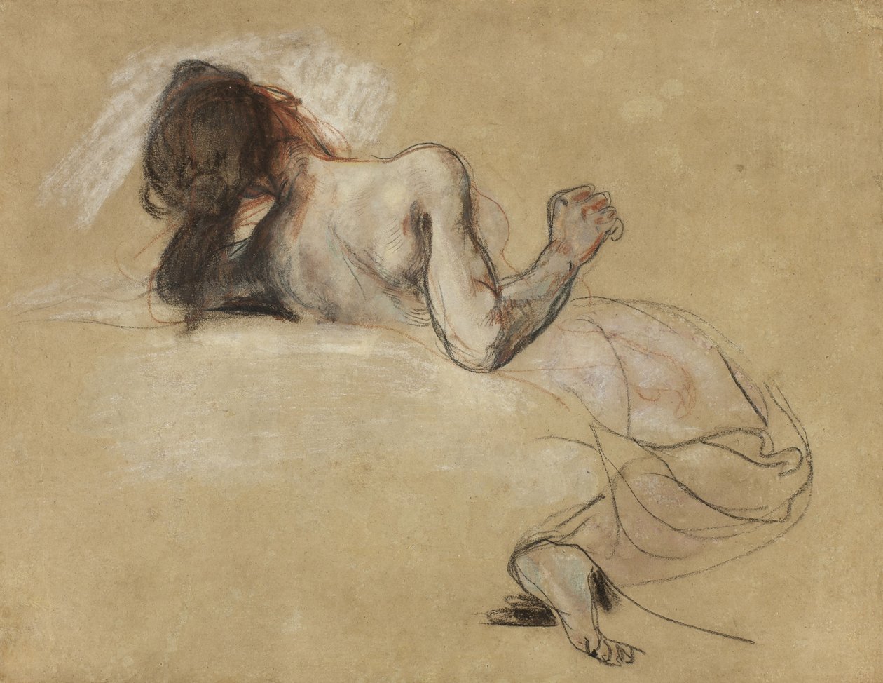 Çömelmiş kadın, 1827 by Ferdinand Victor Eugene Delacroix