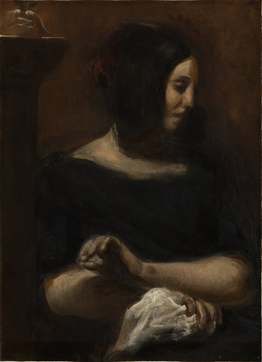 George Sand, 1838. by Ferdinand Victor Eugene Delacroix