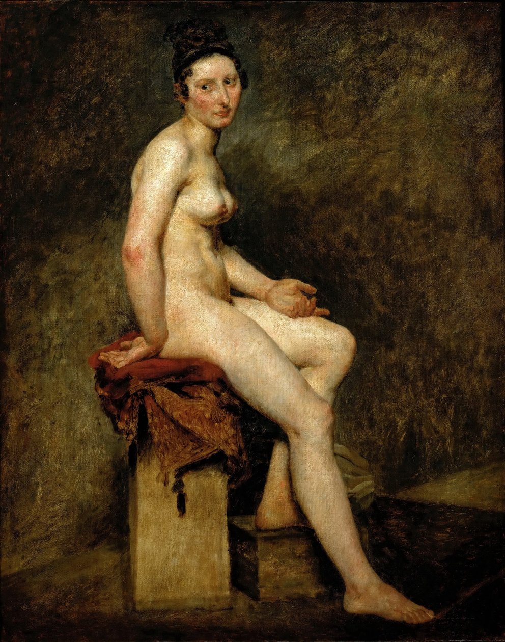 Matmazel Gül Oturan Çıplak by Ferdinand Victor Eugene Delacroix
