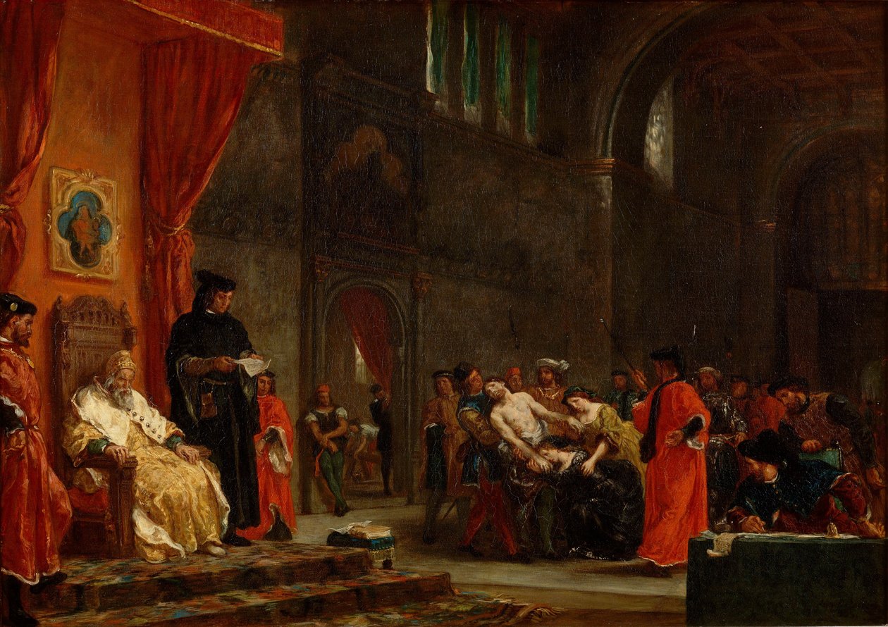 İki Foscari, 1855 by Ferdinand Victor Eugene Delacroix