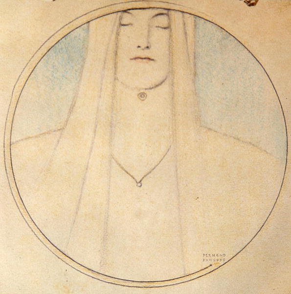 Bir Kadının Başı (kağıt üzerinde pastel) by Fernand Khnopff