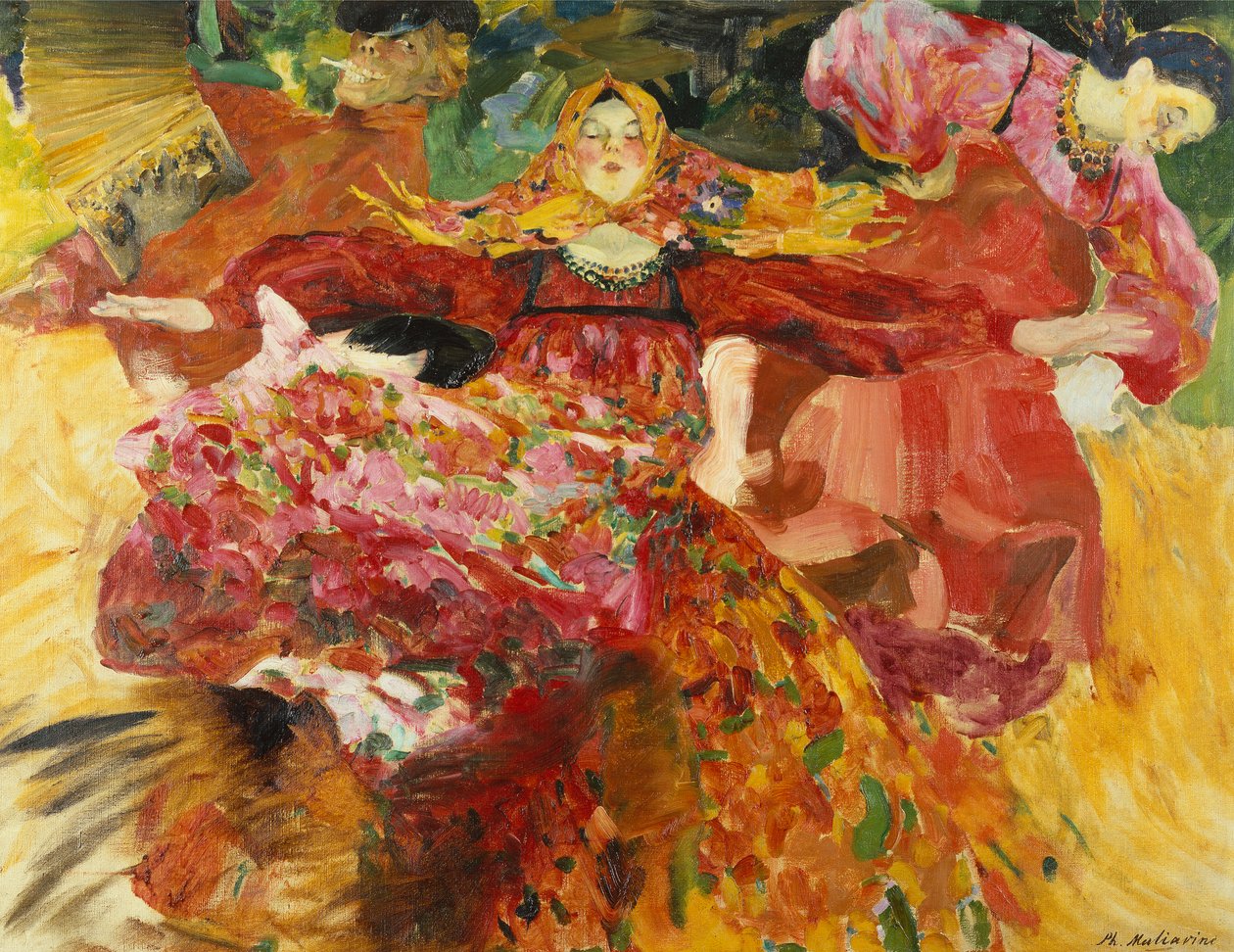 Bir Rus Dansı (tuval üzerine yağlı boya) by Filipp Andreevich Maliavin