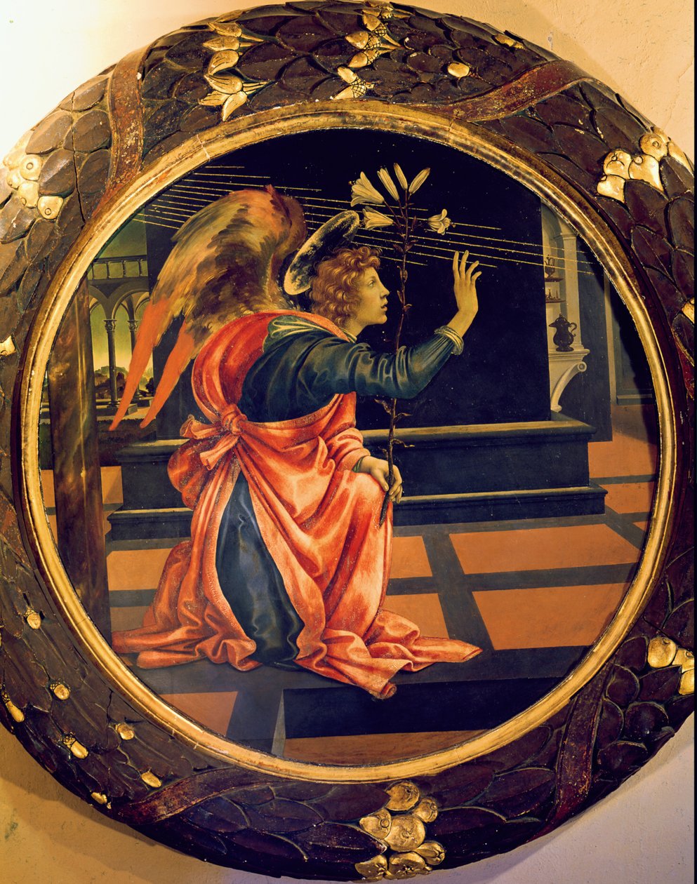 Müjde Meleği, c.1483 (panelde mizaç) by Filippino Lippi