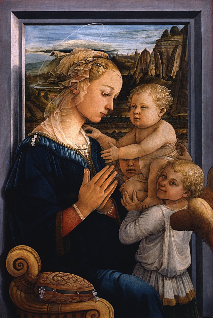 iki melek ile Madonna ve Çocuk by Fra Filippo Lippi