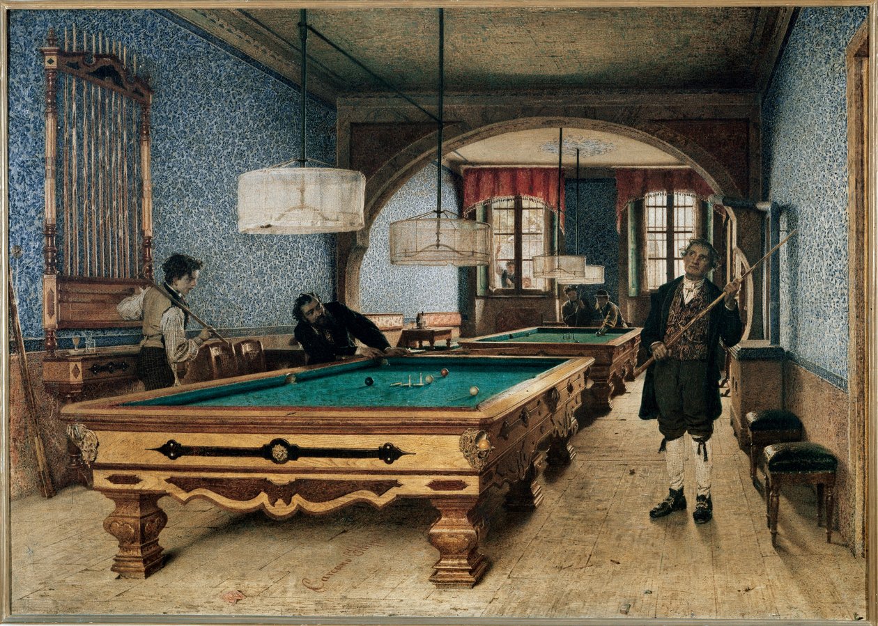 Bilardo oyunu (tuval üzerine yağlı boya by Filippo Carcano