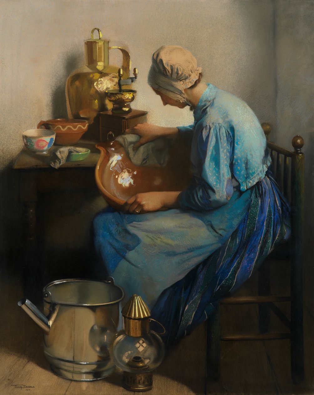 Temizlikçi Kadın (tuval üzerine yağlıboya) by Firmin Baes