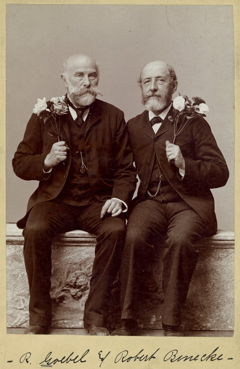 Rudolph Goebel (solda) ve Robert Benecke, 60. Doğum Günü portresi by Fitz Guerin
