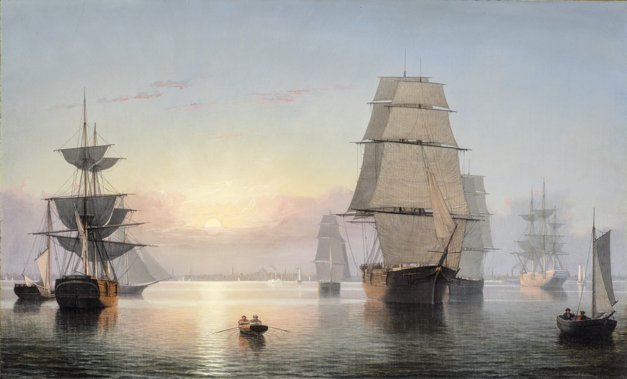 Boston Limanı, Gün Batımı, 1850-55 by Fitz Henry Lane