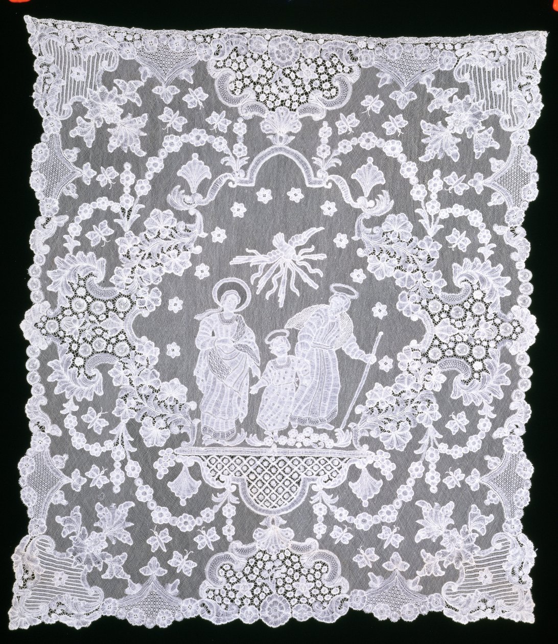 Benediction Peçe, c.1690-1700 (keten ve bobin danteli) by Flemish School