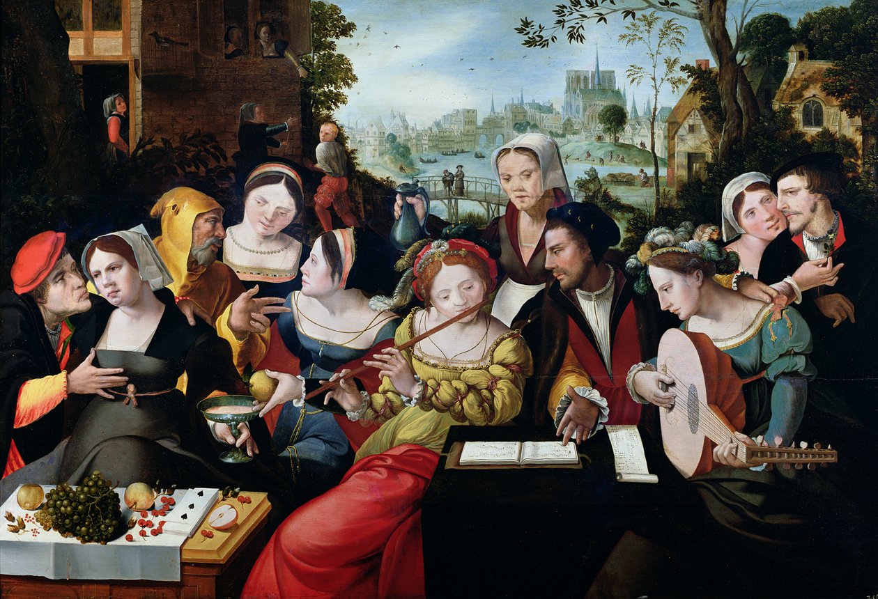 Scene Galante at the Gates of Paris  by Flemish School