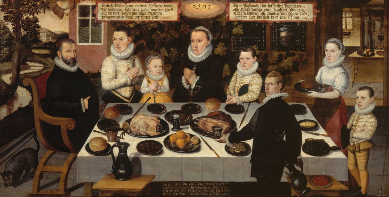 Akşam Yemeği Sırasında Protestan Bir Aile by Flemish School