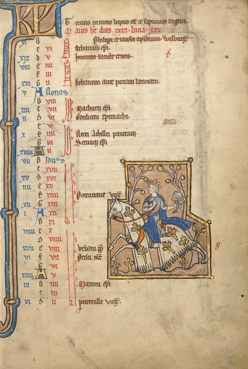 MS 14 f.5, Mayıs: Hawking, c.1250 by Flemish School