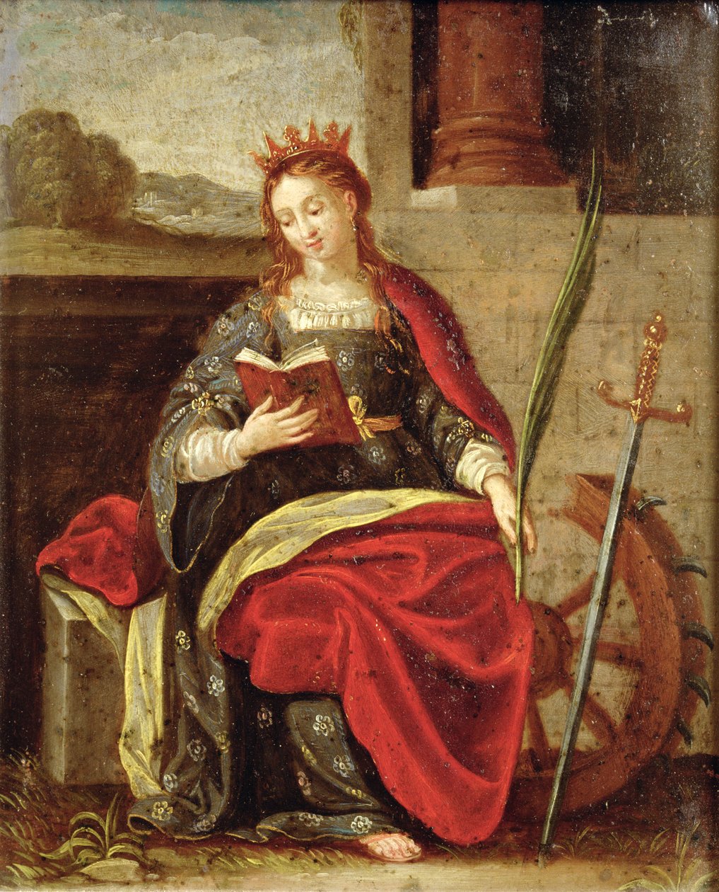 İskenderiyeli Aziz Catherine (bakır üzerine yağ) by Flemish School