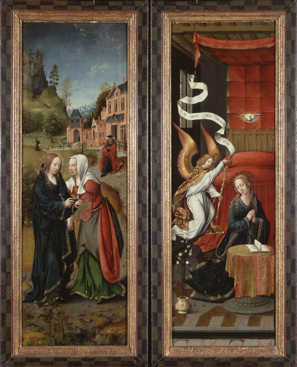 Ziyaret ve Müjde (pano üzerine yağlıboya) by Flemish School