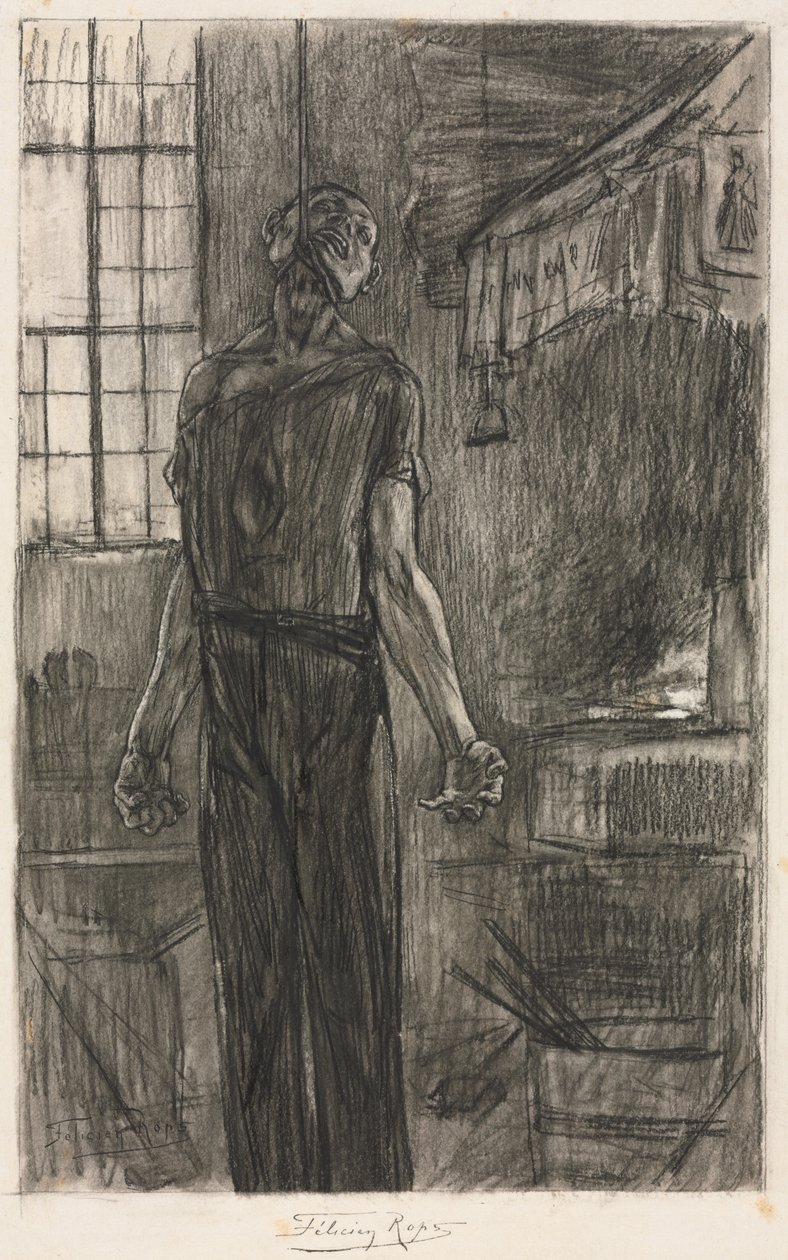 Ocaktaki Asılan Adam by Félicien Rops