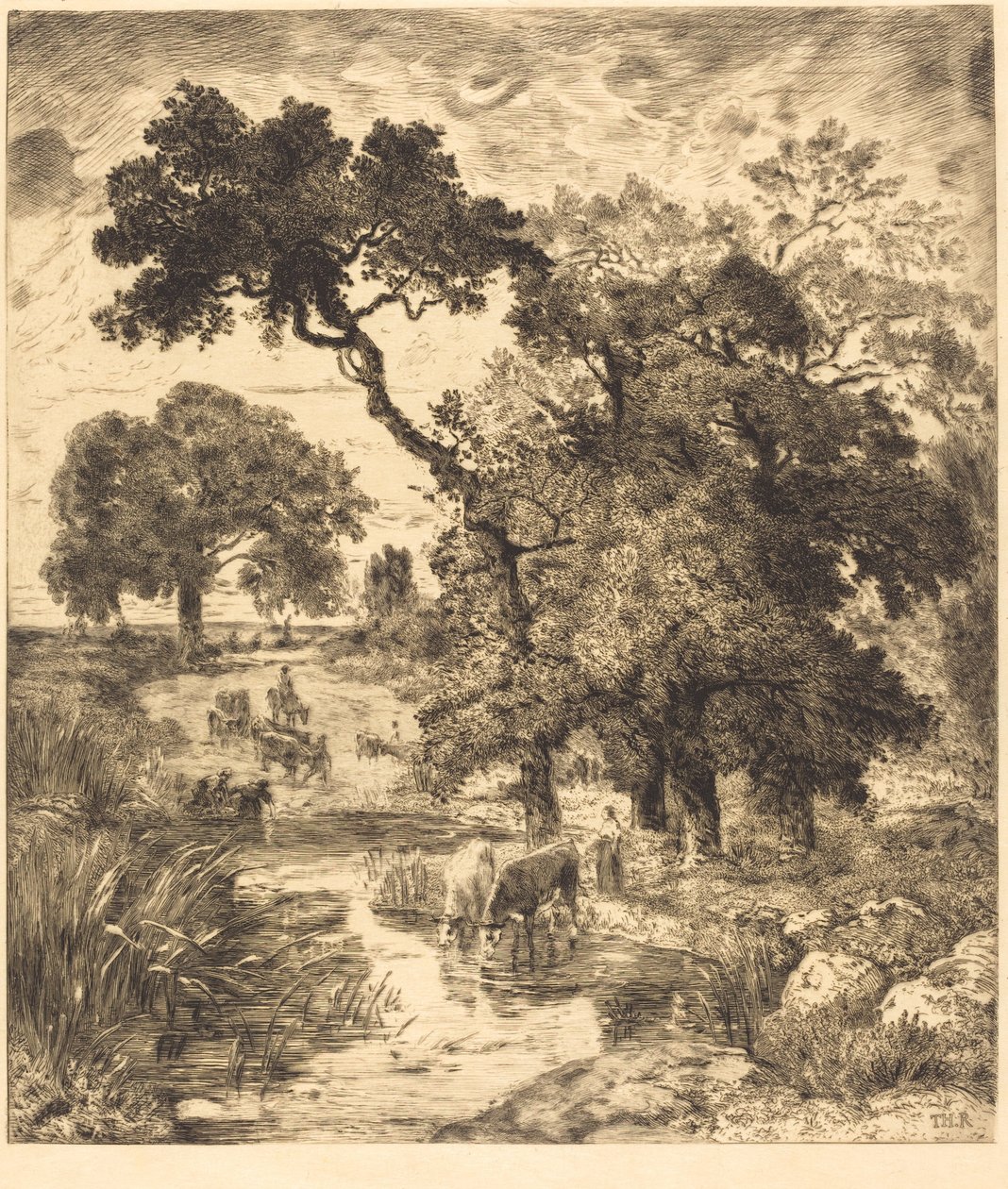 Akşam by Félix Bracquemond after Théodore Rousseau