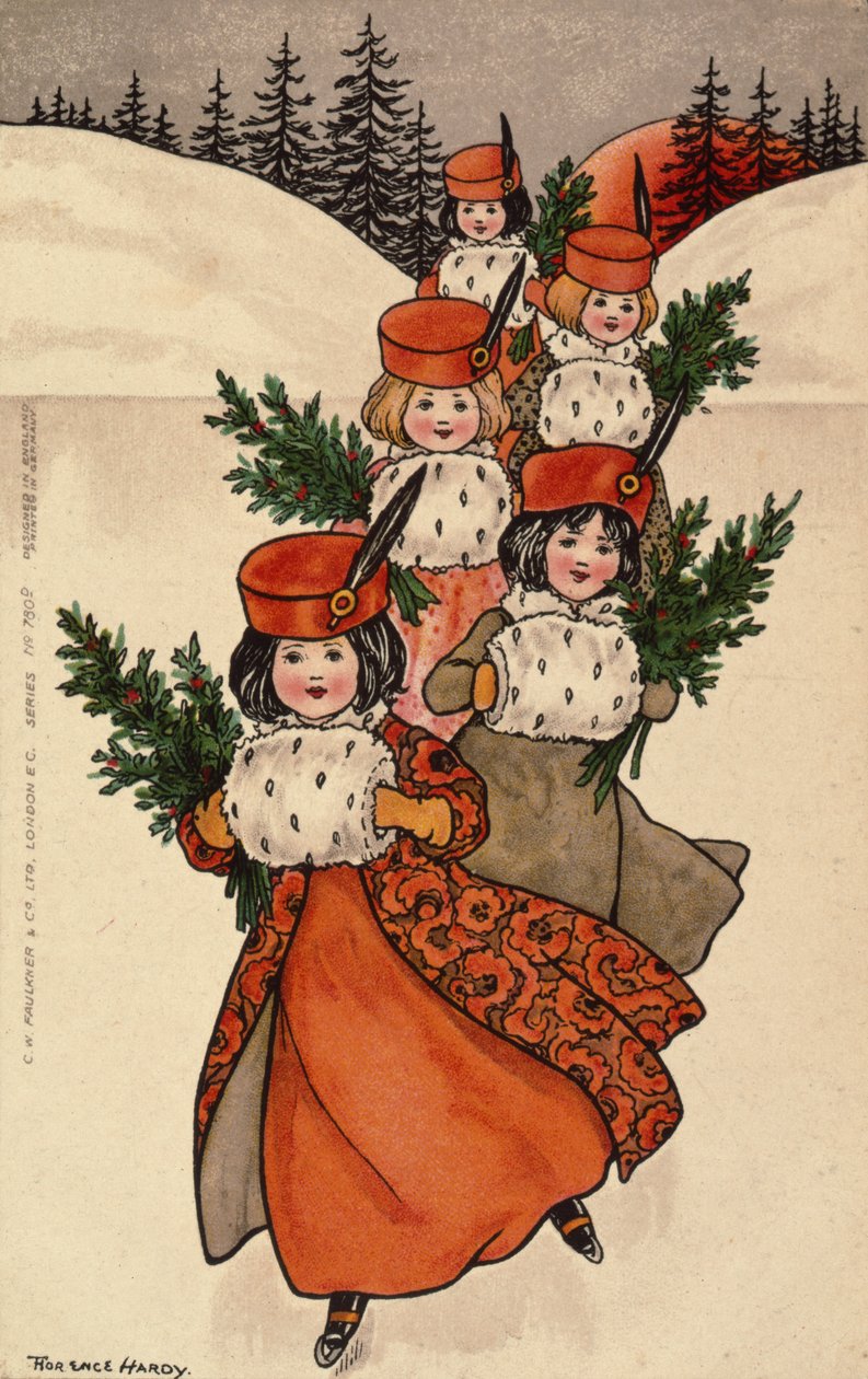 Manşonlu Beş Küçük Kız by Florence Hardy