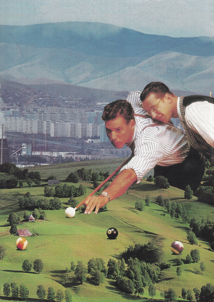 İyi arkadaşlarla bilardo, 2020 (kolaj) by Florent Bodart