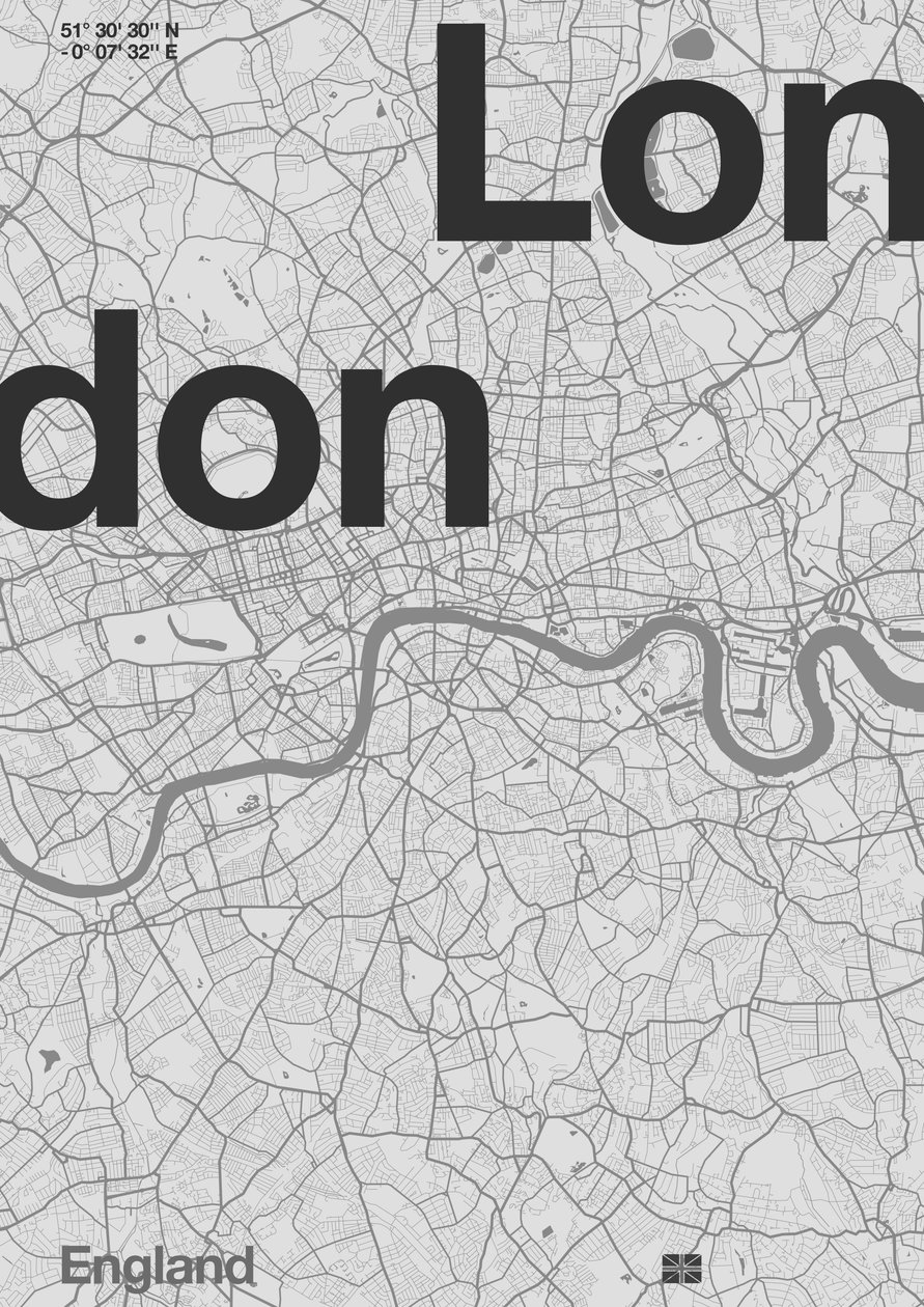 Londra Minimal Haritası by Florent Bodart