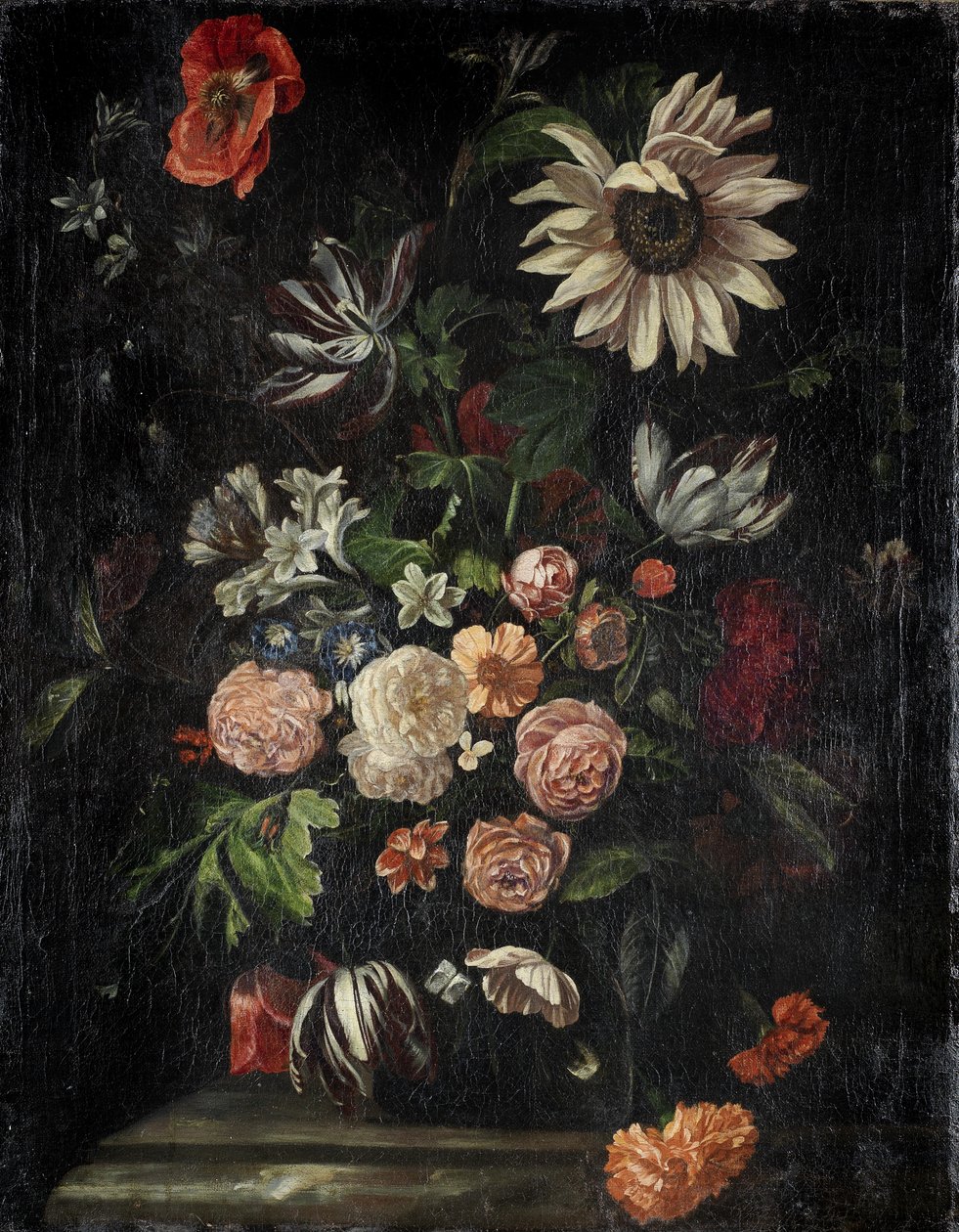 Güller, laleler, gelincikler, ayçiçeği ve diğer çiçekler by Follower of Ernst Stuven