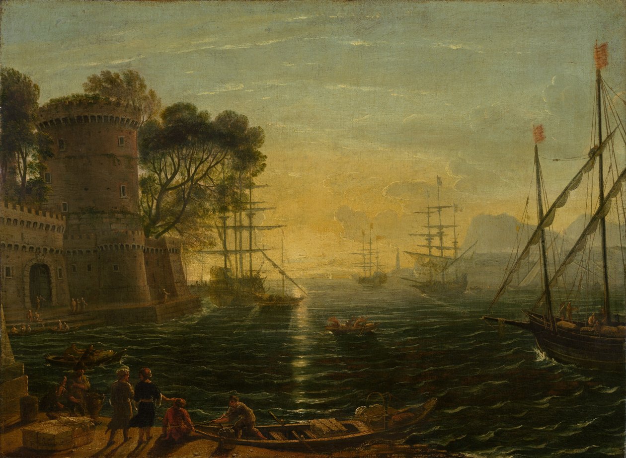Gün batımında liman by Follower of Claude Lorrain
