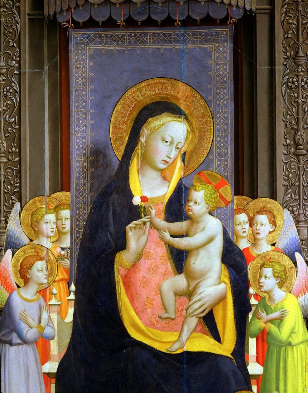 San Domenico Altarpiece, c.1422 tempera ve 43192 panel detayında altın varak by Fra Angelico