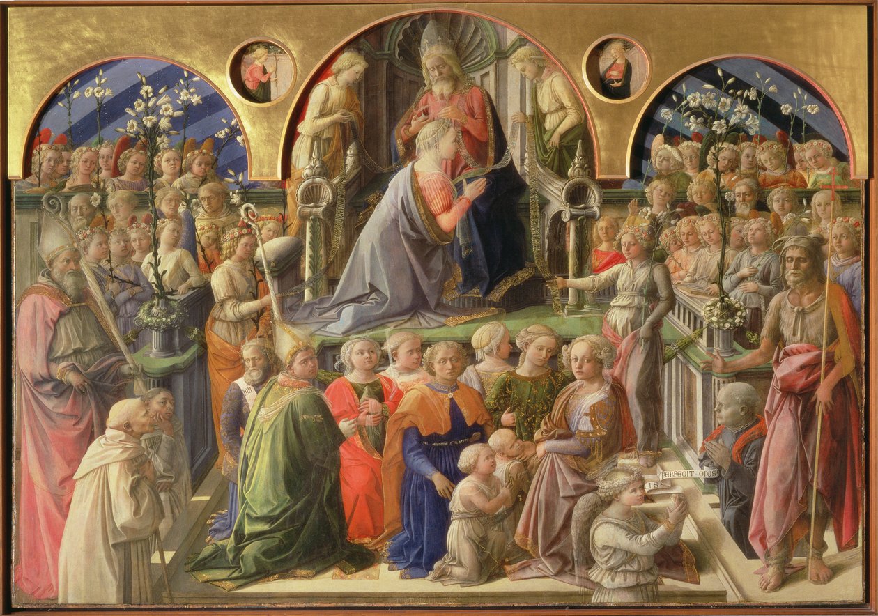 Meryem'in Taç Giymesi, 1441-7 (panelde mizaç) by Fra Filippo Lippi