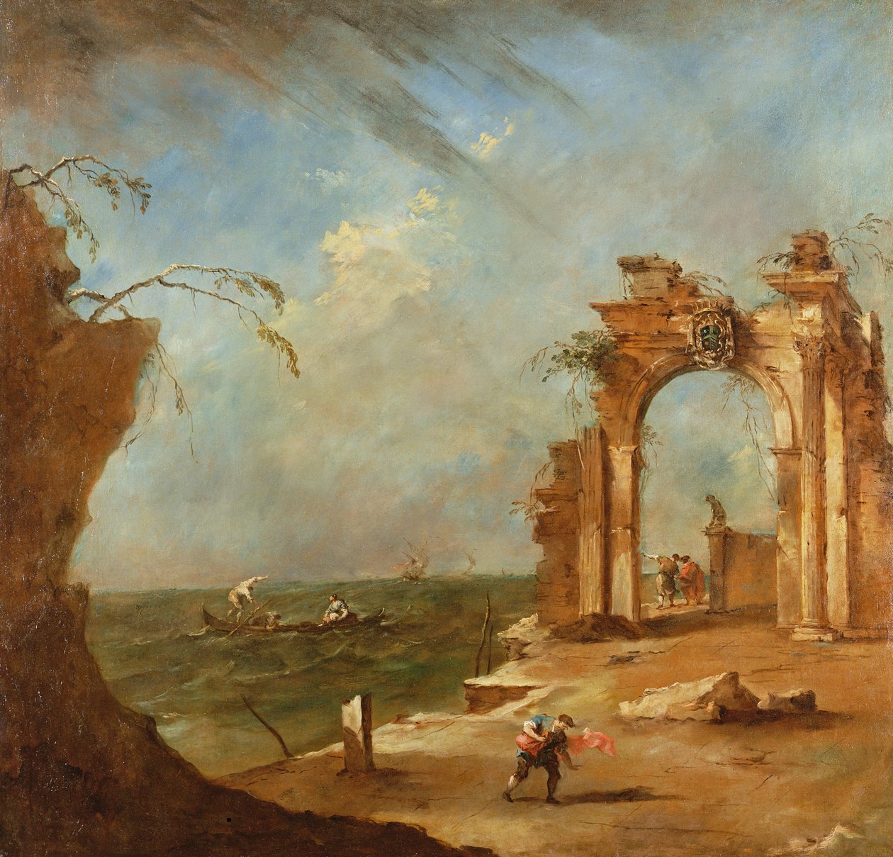 Yıkılmış Kemerli Capriccio (yağ) by Francesco Guardi