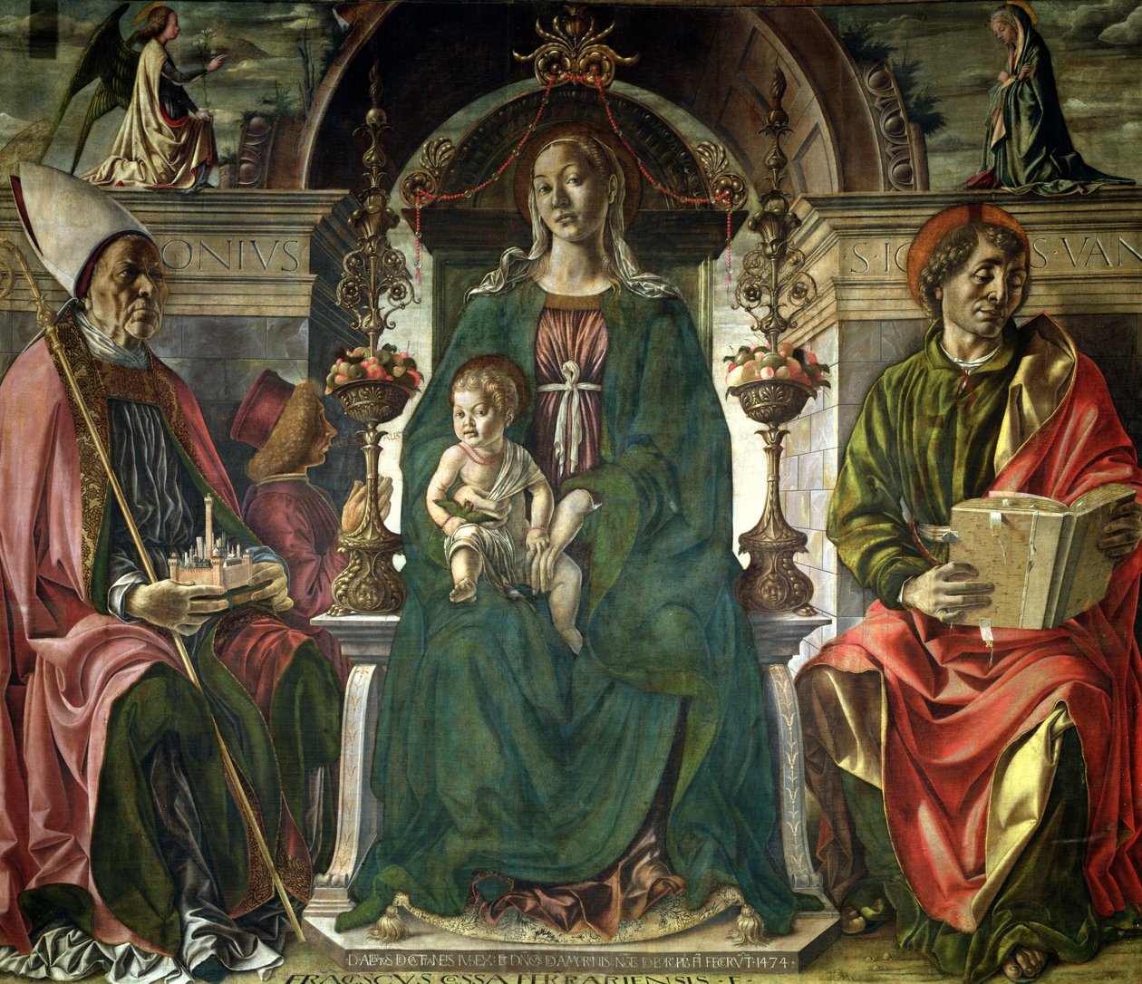 Bakire ve Azizler, 1474 (petrol) by Francesco del Cossa