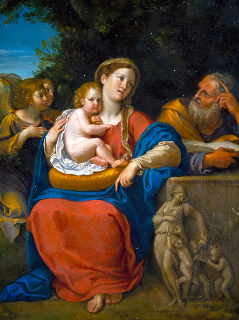 Kutsal Aile (metal üzerine yağlıboya) by Francesco Albani