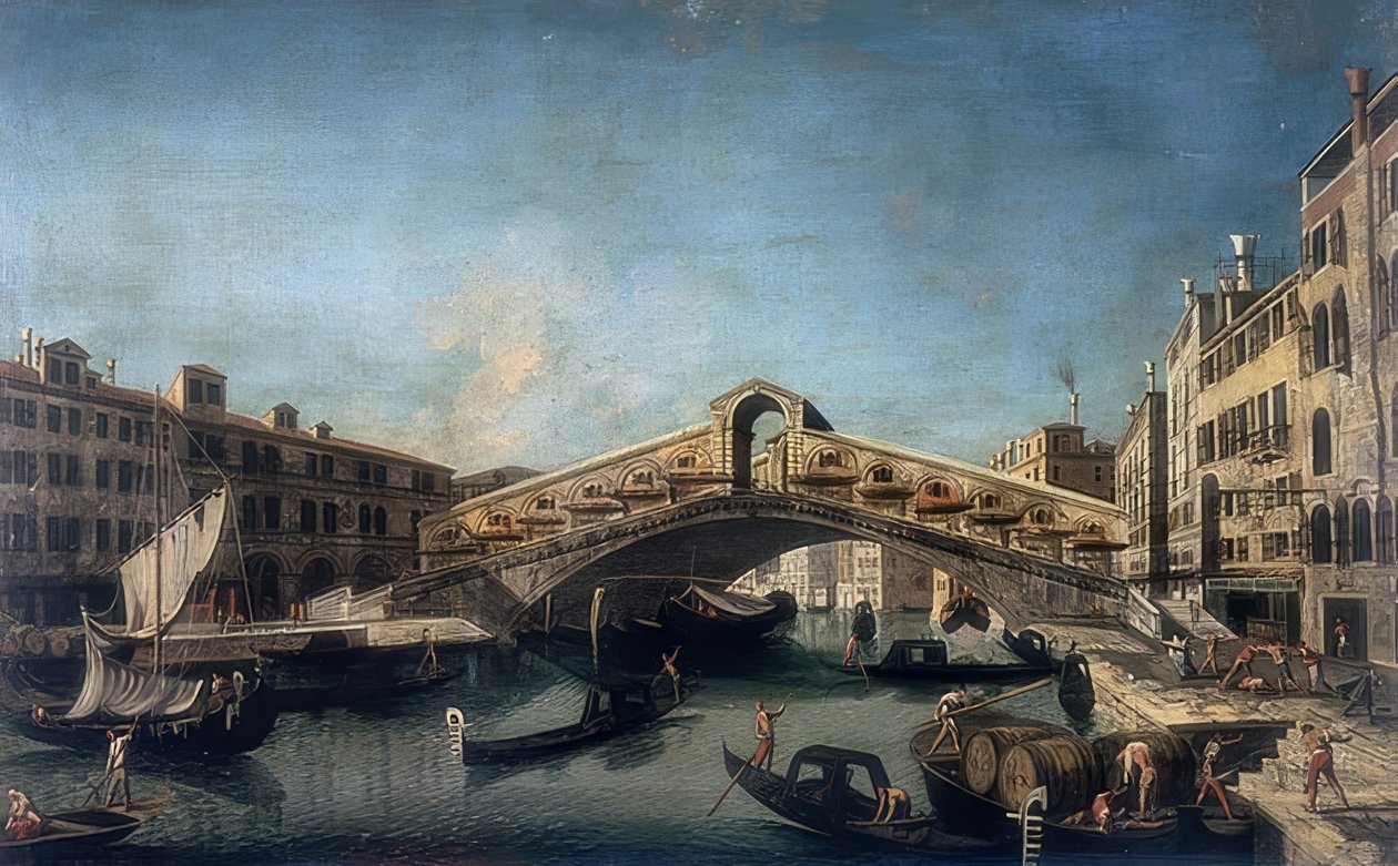 Rialto köprüsü. Yaklaşık 1735-1740 by Francesco Albotto