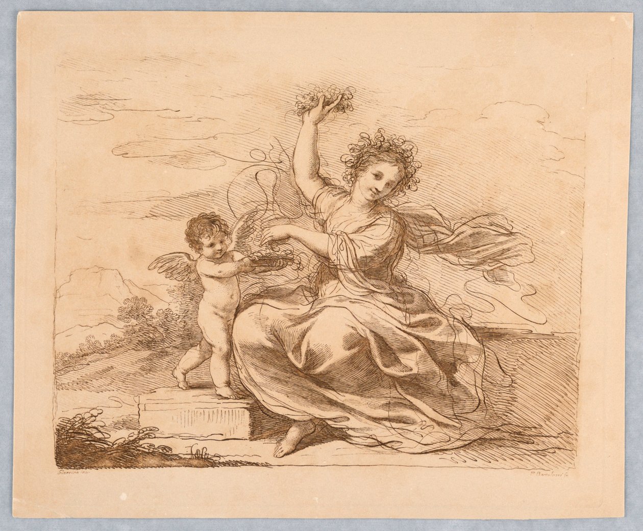 Bir Aşk Tanrısı ile Flora by Francesco Bartolozzi