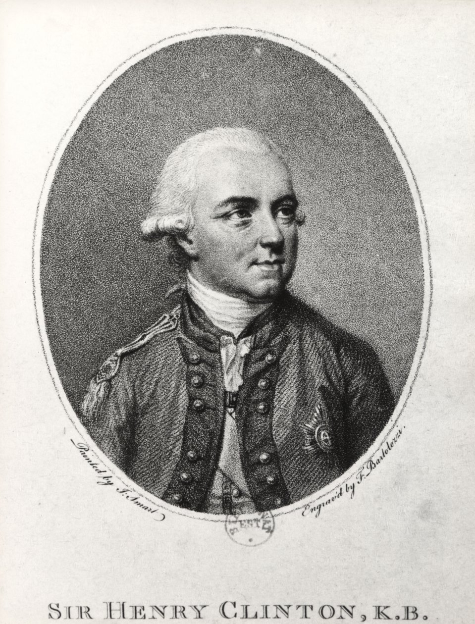 Sir Henry Clinton (1730-95) (gravür) (s/b fotoğraf) by Francesco Bartolozzi