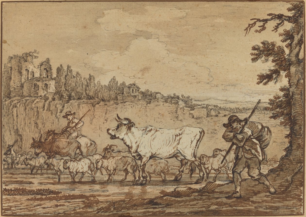 Çoban Nehri Geçerken by Francesco Casanova