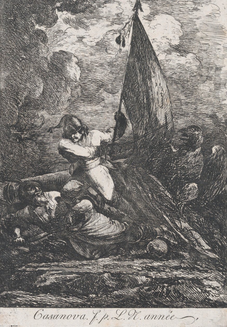 Savaş sahnesi, muhtemelen 18. yüzyıl. by Francesco Giuseppe Casanova