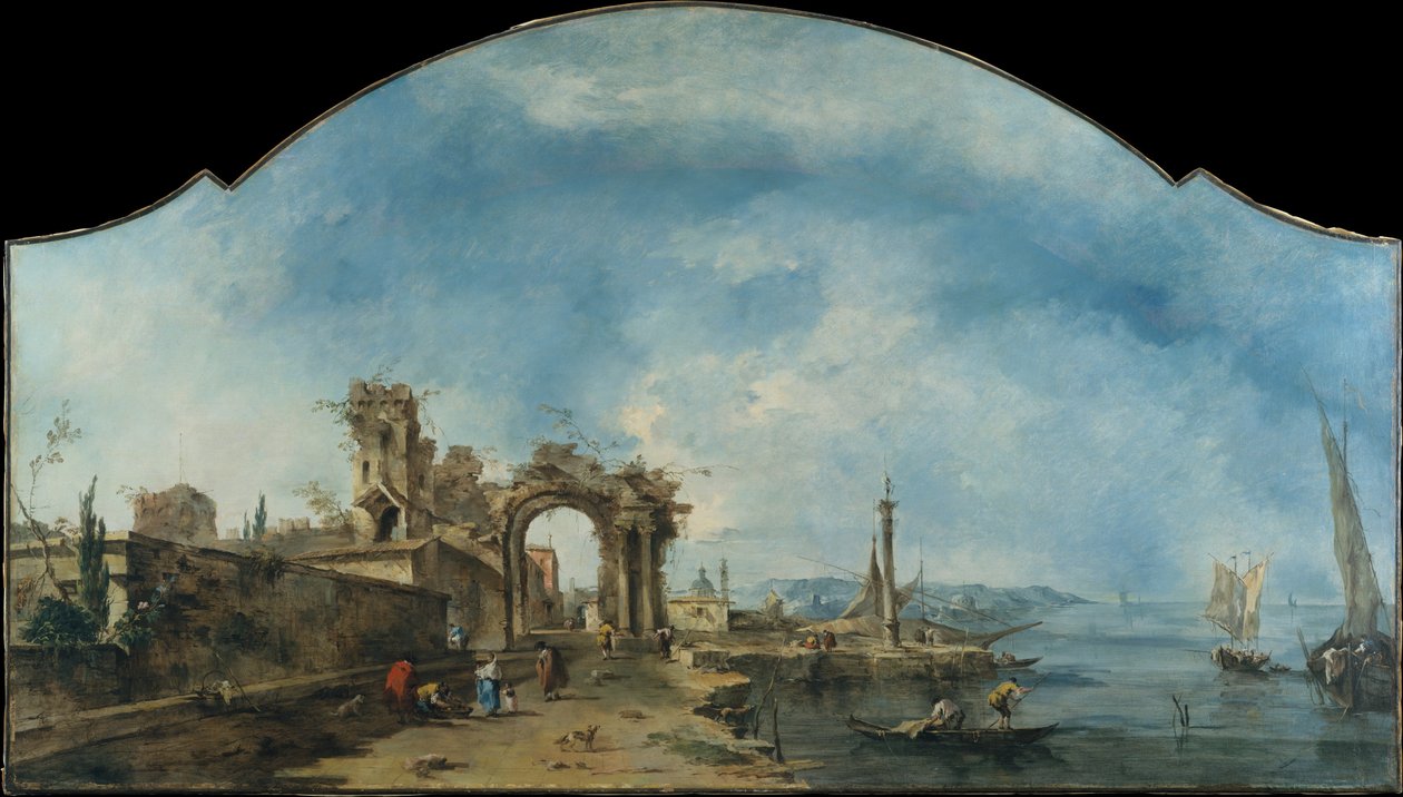 Fantastik Manzara, c.1765 (tuval üzerine yağlı boya) by Francesco Guardi