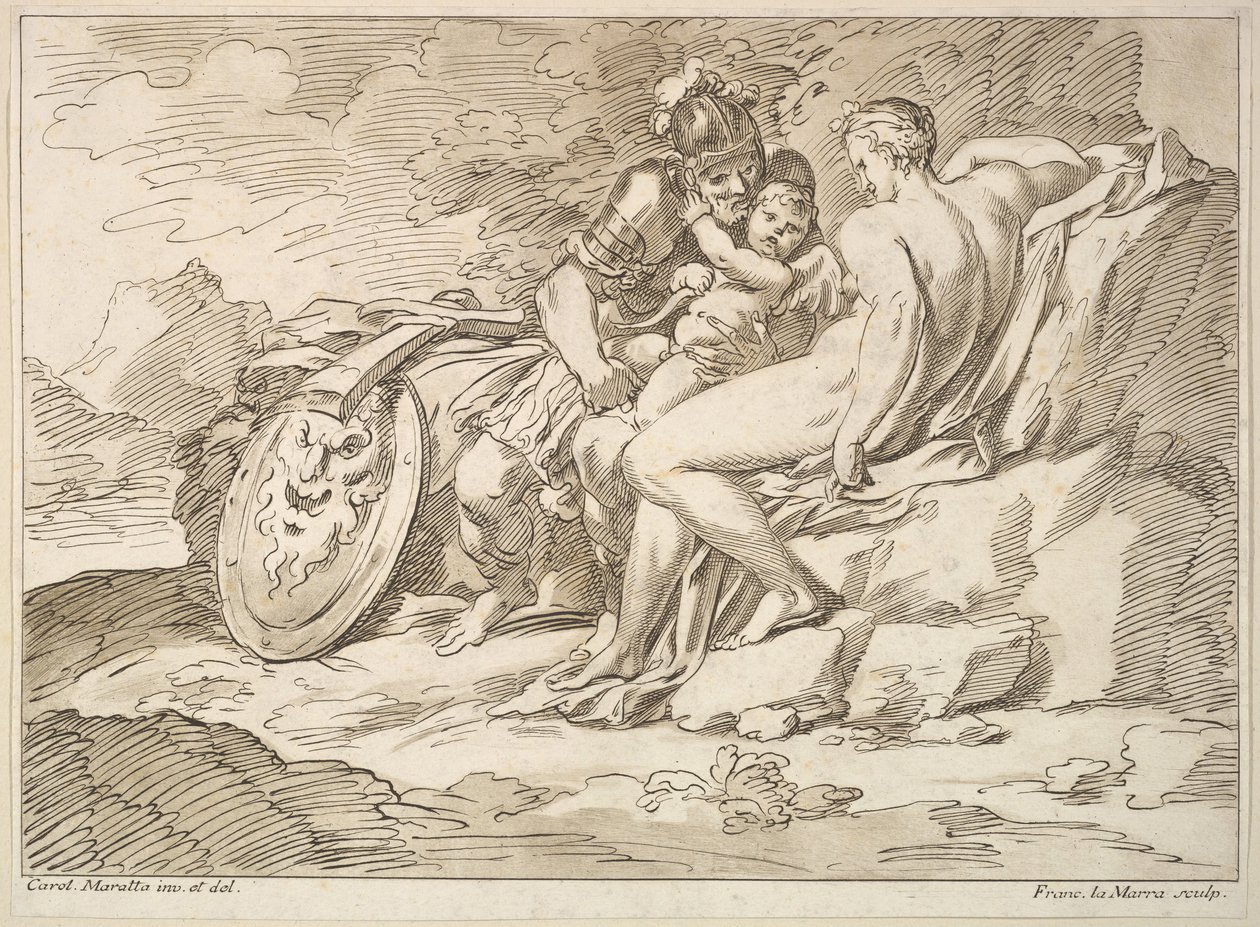 Venüs, Mars ve Aşk Tanrısı, 1725-80. by Francesco Lamarra